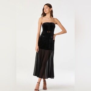 NWT ASTR The Label Strapless Contrast Belted Dress Black Size M